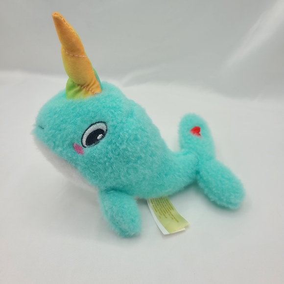 MTY Narwhal Unicorn Rainbow Horn Plush Heart Tail Stuffed Animal Embroidered 9" - Picture 7 of 12